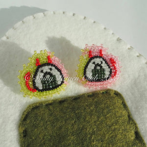 Oni-giri Studs (with transparent pink and green border)